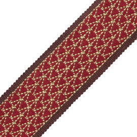 Torero Embroidered Border Trim by Samuel & Sons in Cochineal