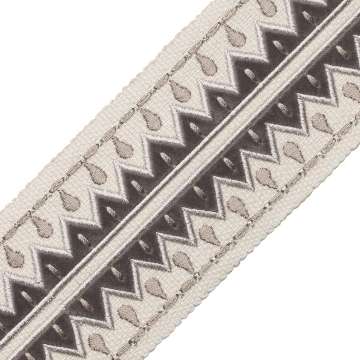 Uxmal Appliqué Border Trim by Samuel & Sons in Granite