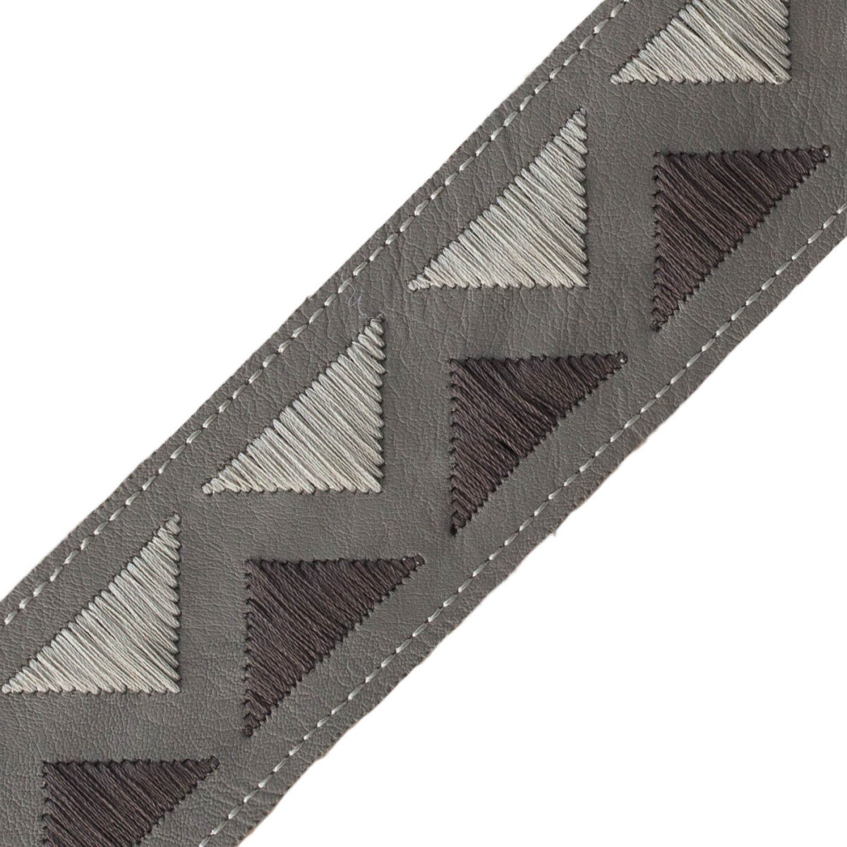 Pyramid Embroidered Border Trim by Samuel & Sons in Granite