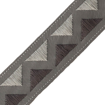 Pyramid Embroidered Border Trim by Samuel & Sons in Granite