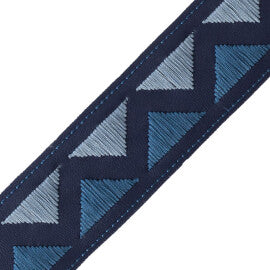 Pyramid Embroidered Border Trim by Samuel & Sons in Indigo