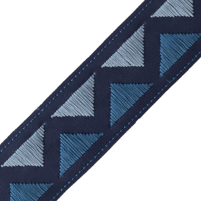 Pyramid Embroidered Border Trim by Samuel & Sons in Indigo