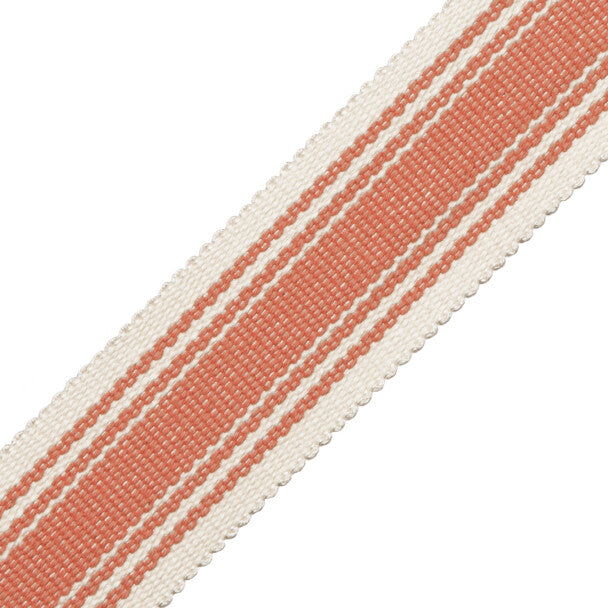 Sorrento Cotton Striped Border Trim by Samuel & Sons in Coral