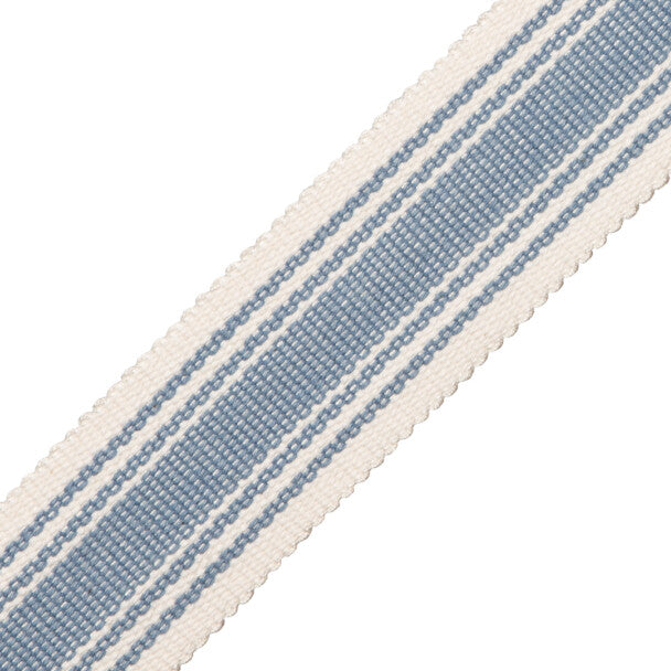 Sorrento Cotton Striped Border Trim by Samuel & Sons in Gentian