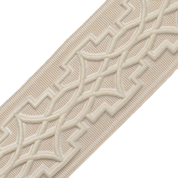 Mireille Embroidered Border Trim by Samuel & Sons in Pearl