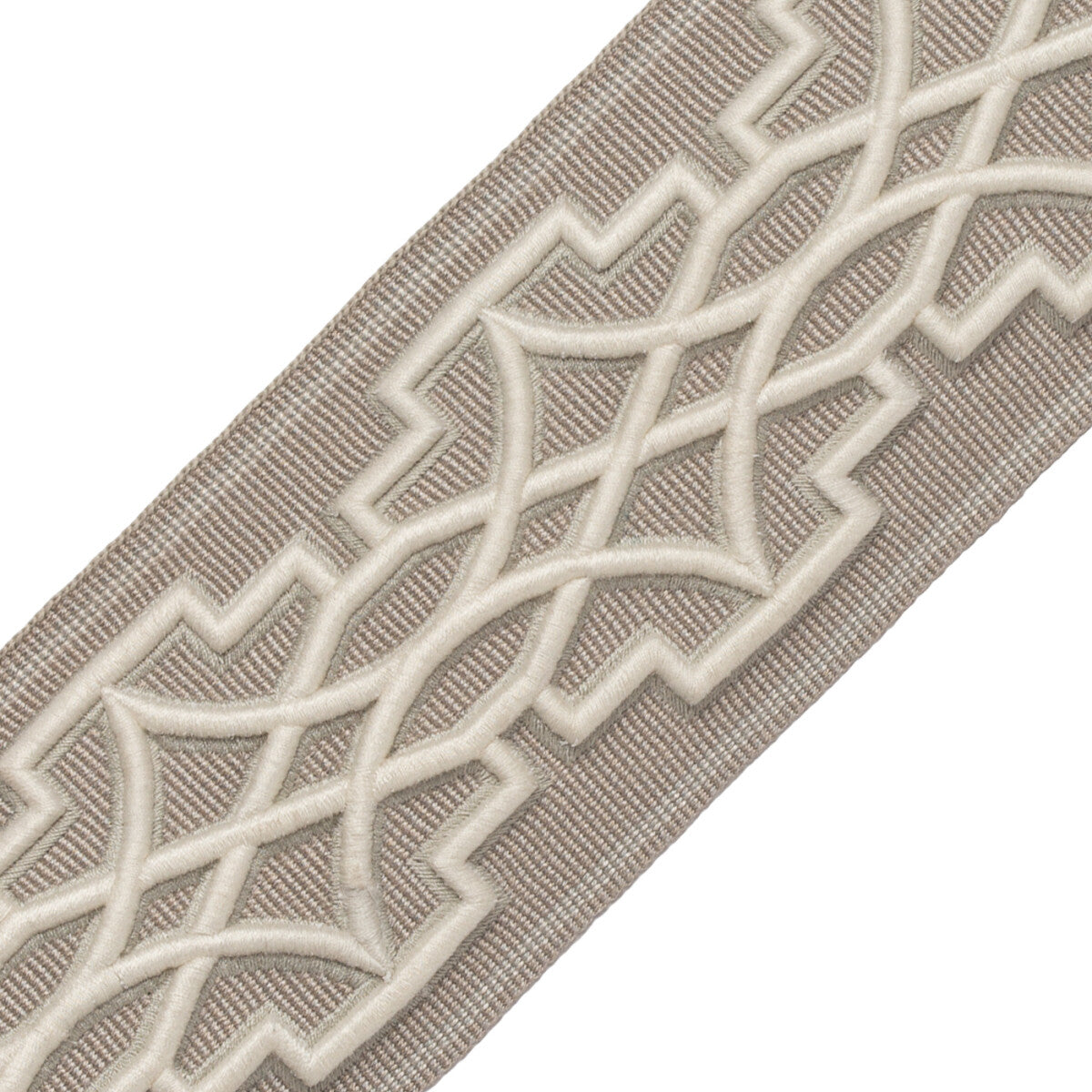 Mireille Embroidered Border Trim by Samuel & Sons in Limestone