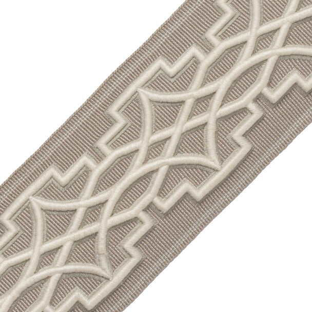 Mireille Embroidered Border Trim by Samuel & Sons in Limestone