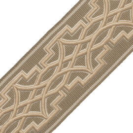 Mireille Embroidered Border Trim by Samuel & Sons in Linen