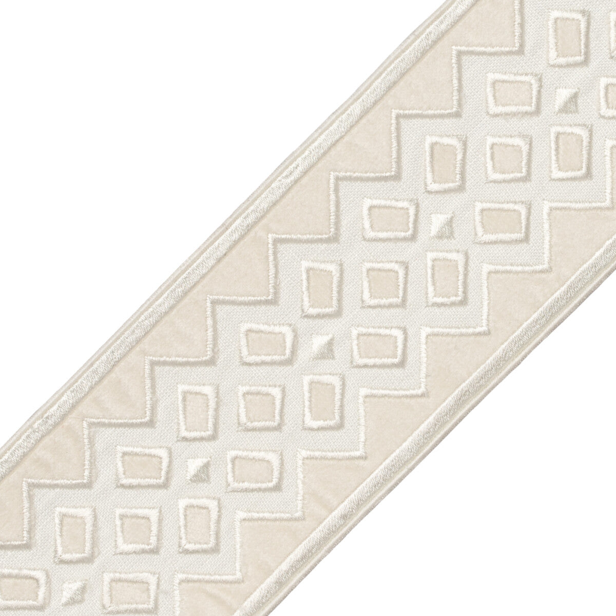 Reine Velvet Border Trim by Samuel & Sons in Ecru