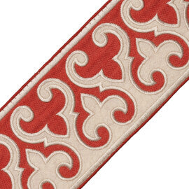 Carlton Appliqué Border Trim by Samuel & Sons in Coral