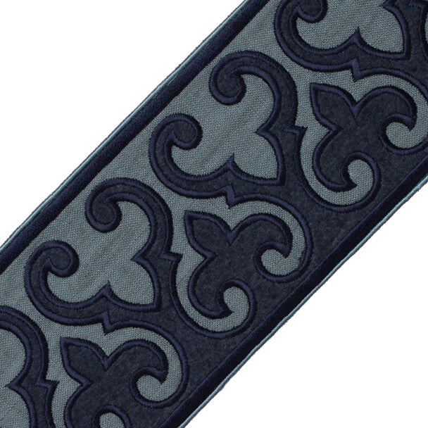 Carlton Appliqué Border Trim by Samuel & Sons in Indigo
