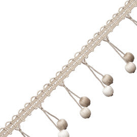 Veranda Linen Beaded Fringe Trim by Samuel & Sons in Silver Birch