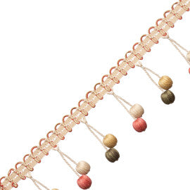 Veranda Linen Beaded Fringe Trim by Samuel & Sons in Tea Rose