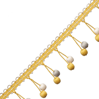 Veranda Linen Beaded Fringe Trim by Samuel & Sons in Goldenrod