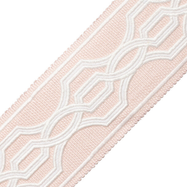 Veranda Linen Appliqué Border Trim by Samuel & Sons in Petal