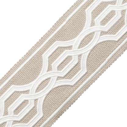 Veranda Linen Appliqué Border Trim by Samuel & Sons in Pebble