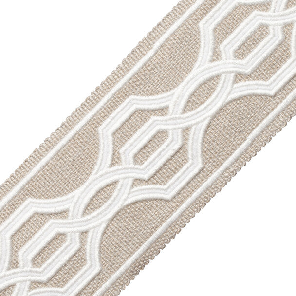 Veranda Linen Appliqué Border Trim by Samuel & Sons in Pebble