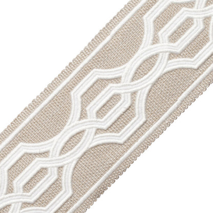 Veranda Linen Appliqué Border Trim by Samuel & Sons in Pebble