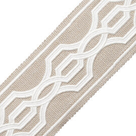 Veranda Linen Appliqué Border Trim by Samuel & Sons in Pebble