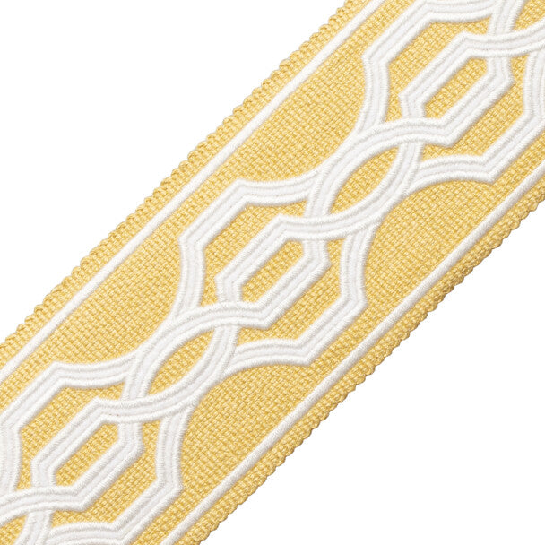 Veranda Linen Appliqué Border Trim by Samuel & Sons in Oro