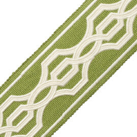 Veranda Linen Appliqué Border Trim by Samuel & Sons in Leaf