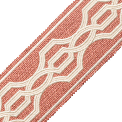 Veranda Linen Appliqué Border Trim by Samuel & Sons in Antique Coral