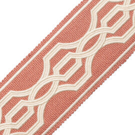 Veranda Linen Appliqué Border Trim by Samuel & Sons in Antique Coral