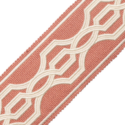 Veranda Linen Appliqué Border Trim by Samuel & Sons in Antique Coral