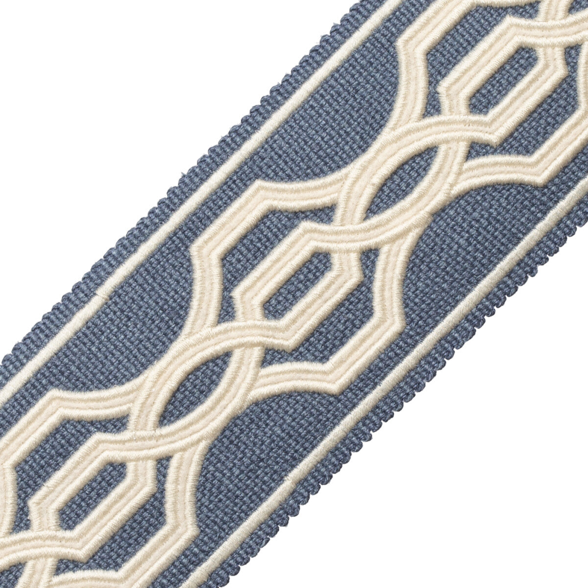 Veranda Linen Appliqué Border Trim by Samuel & Sons in Hyacinth