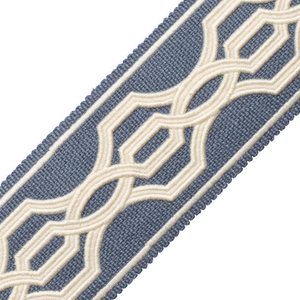 Veranda Linen Appliqué Border Trim by Samuel & Sons in Hyacinth