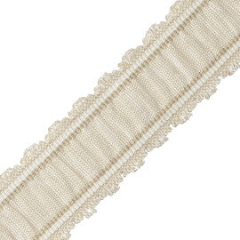 Tiverton Pleated Border Trim by Samuel & Sons in Ecru