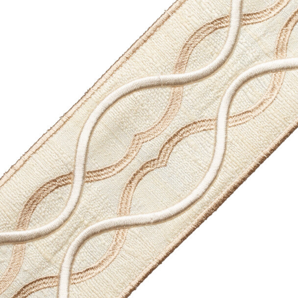 Comet Embroidered Border Trim by Samuel & Sons in Crystal