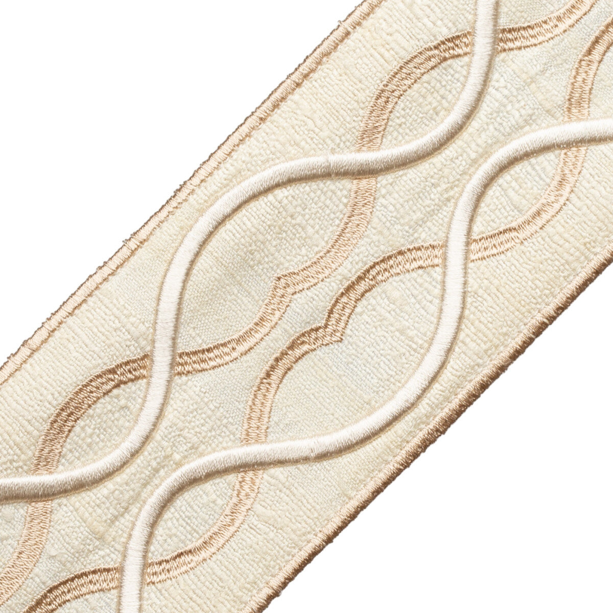 Comet Embroidered Border Trim by Samuel & Sons in Crystal