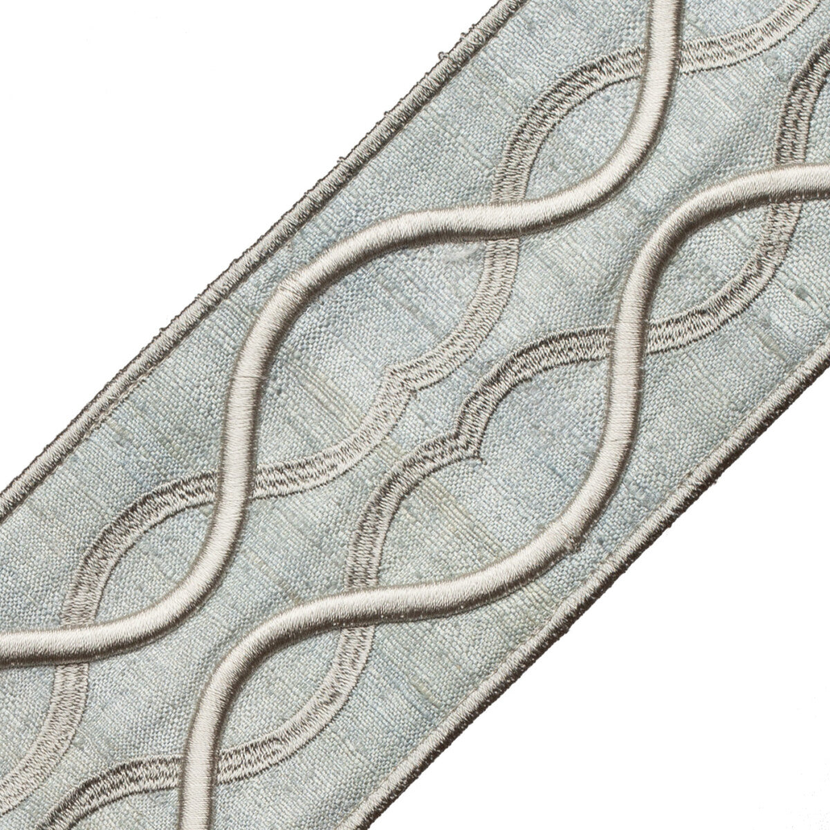 Comet Embroidered Border Trim by Samuel & Sons in Titanium