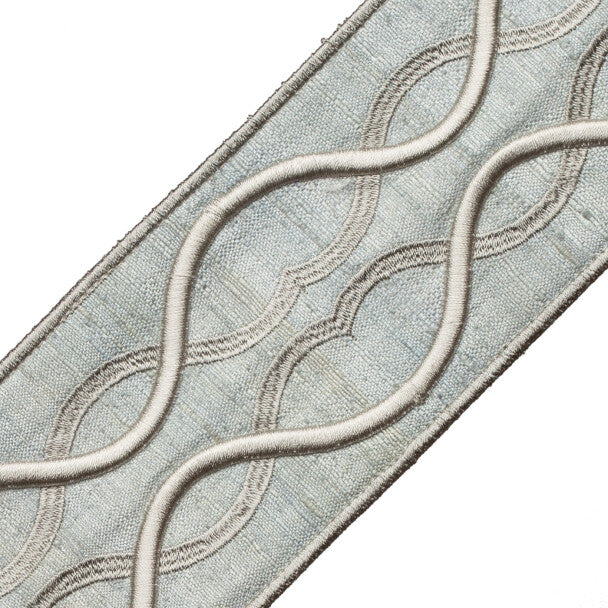 Comet Embroidered Border Trim by Samuel & Sons in Titanium