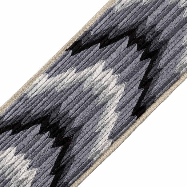 Flame Embroidered Border Trim by Samuel & Sons in Obsidian