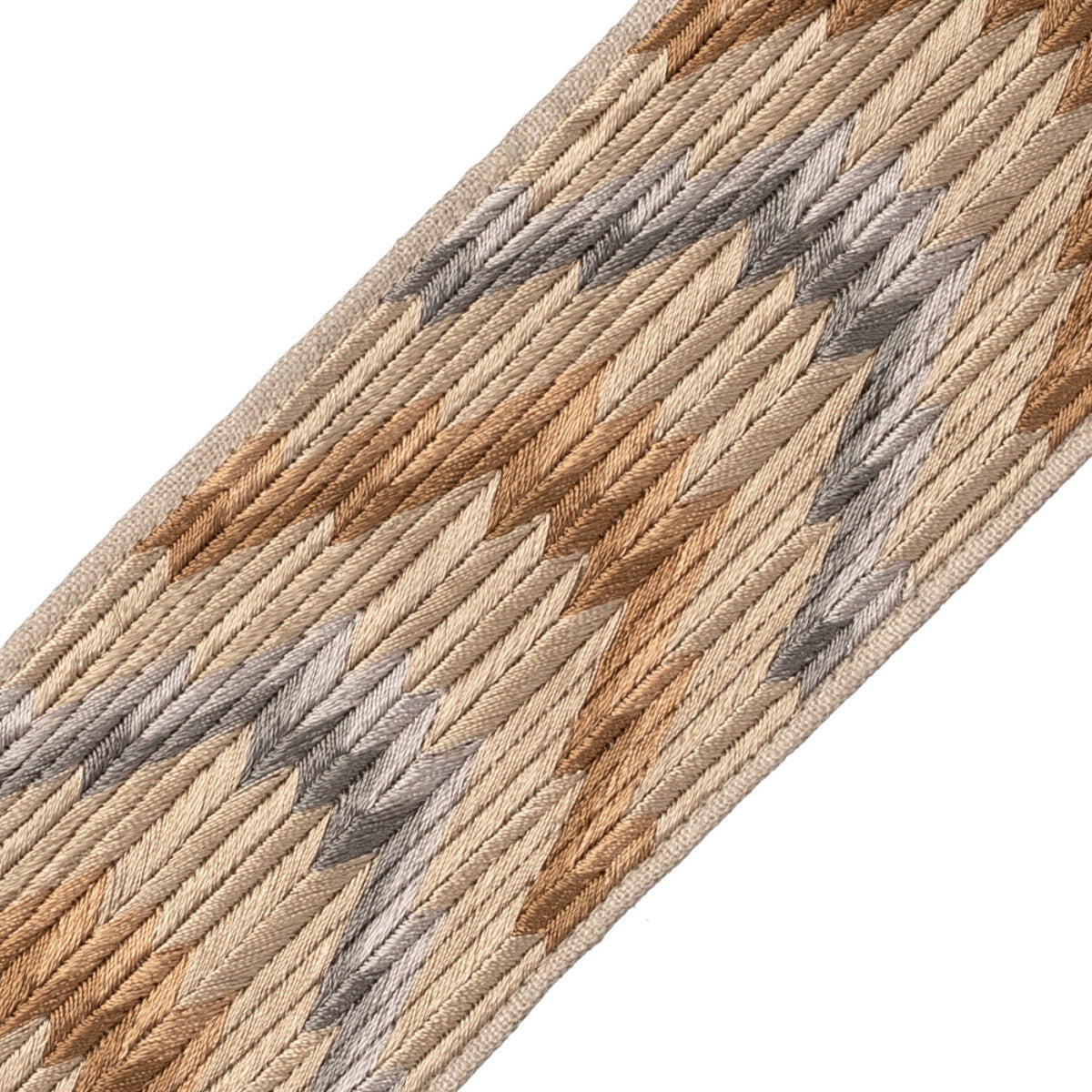Flame Embroidered Border Trim by Samuel & Sons in Bronze
