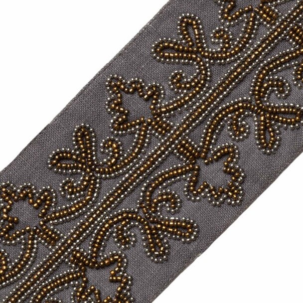 Nova Beaded Border Trim by Samuel & Sons in Bronze