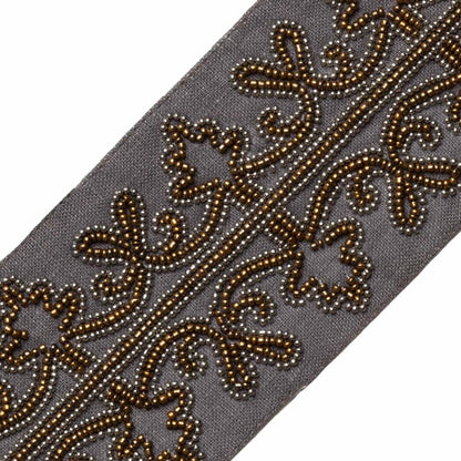 Nova Beaded Border Trim by Samuel & Sons in Bronze