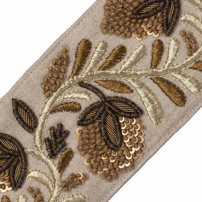 Solstice Embroidered Border Trim by Samuel & Sons in Gold