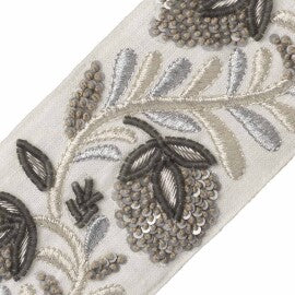 Solstice Embroidered Border Trim by Samuel & Sons in Titanium