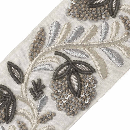 Solstice Embroidered Border Trim by Samuel & Sons in Titanium