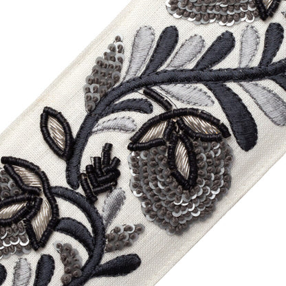 Solstice Embroidered Border Trim by Samuel & Sons in Obsidian