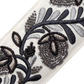 Solstice Embroidered Border Trim by Samuel & Sons in Obsidian