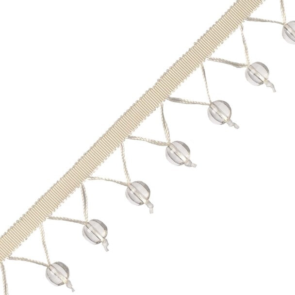 Meteor Glass Bead Fringe Trim by Samuel & Sons in Titanium