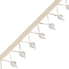 Meteor Glass Bead Fringe Trim by Samuel & Sons in Titanium