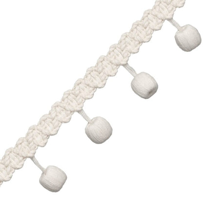 Bali Cotton Beaded Fringe Trim by Samuel & Sons in Cream
