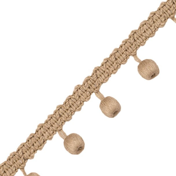 Bali Jute Beaded Fringe Trim by Samuel & Sons in Burlap