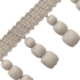 Bali Linen Triple Beaded Fringe Trim by Samuel & Sons in Flax