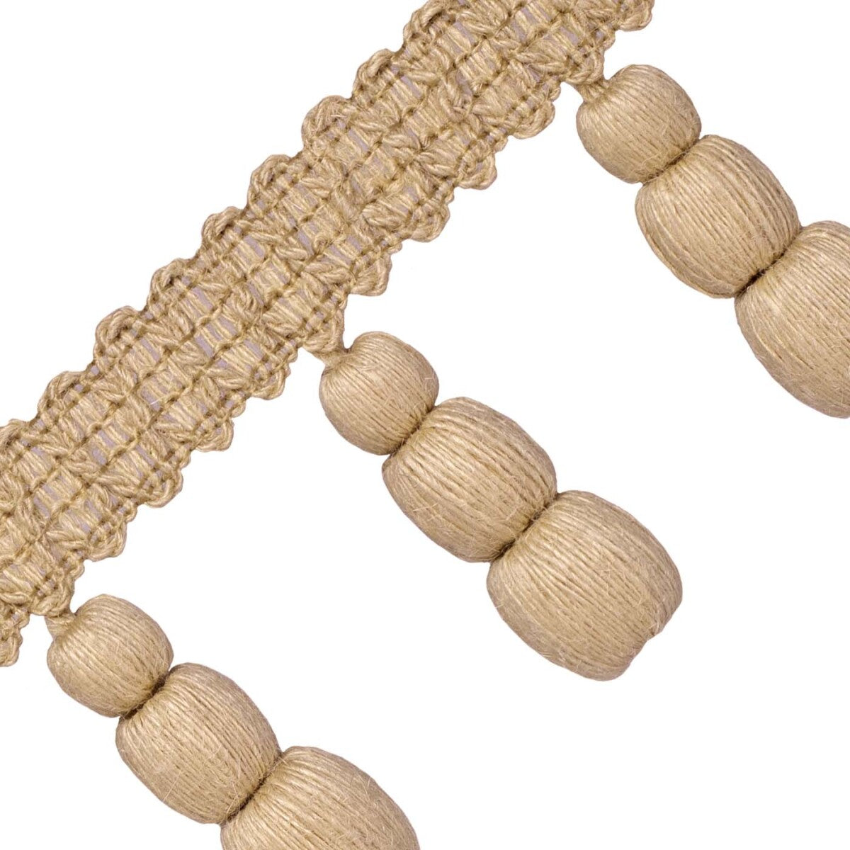 Bali Jute Triple Beaded Fringe Trim by Samuel & Sons in Burlap